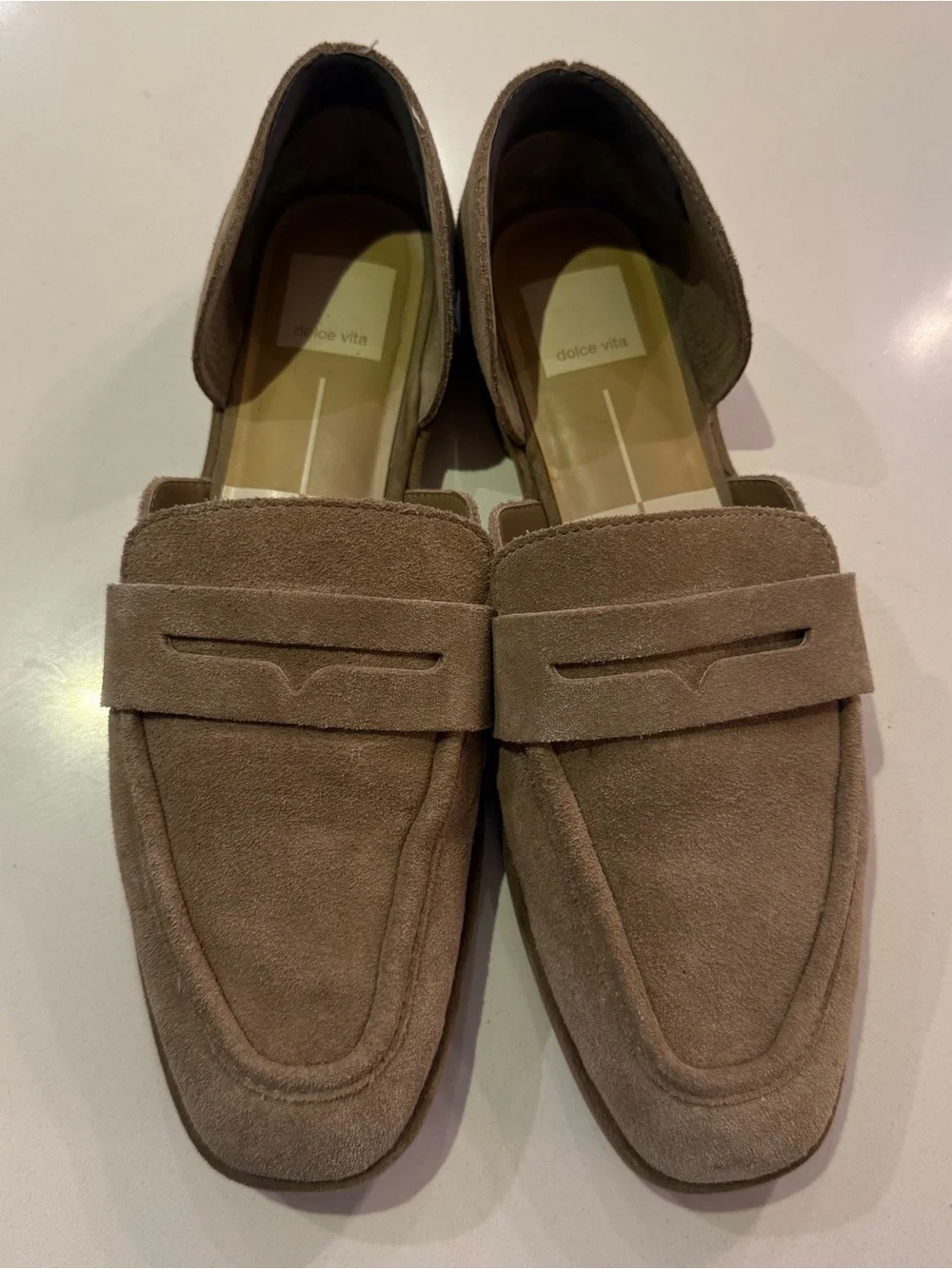Dolce Vita Suede Loafers in Taupe Brown